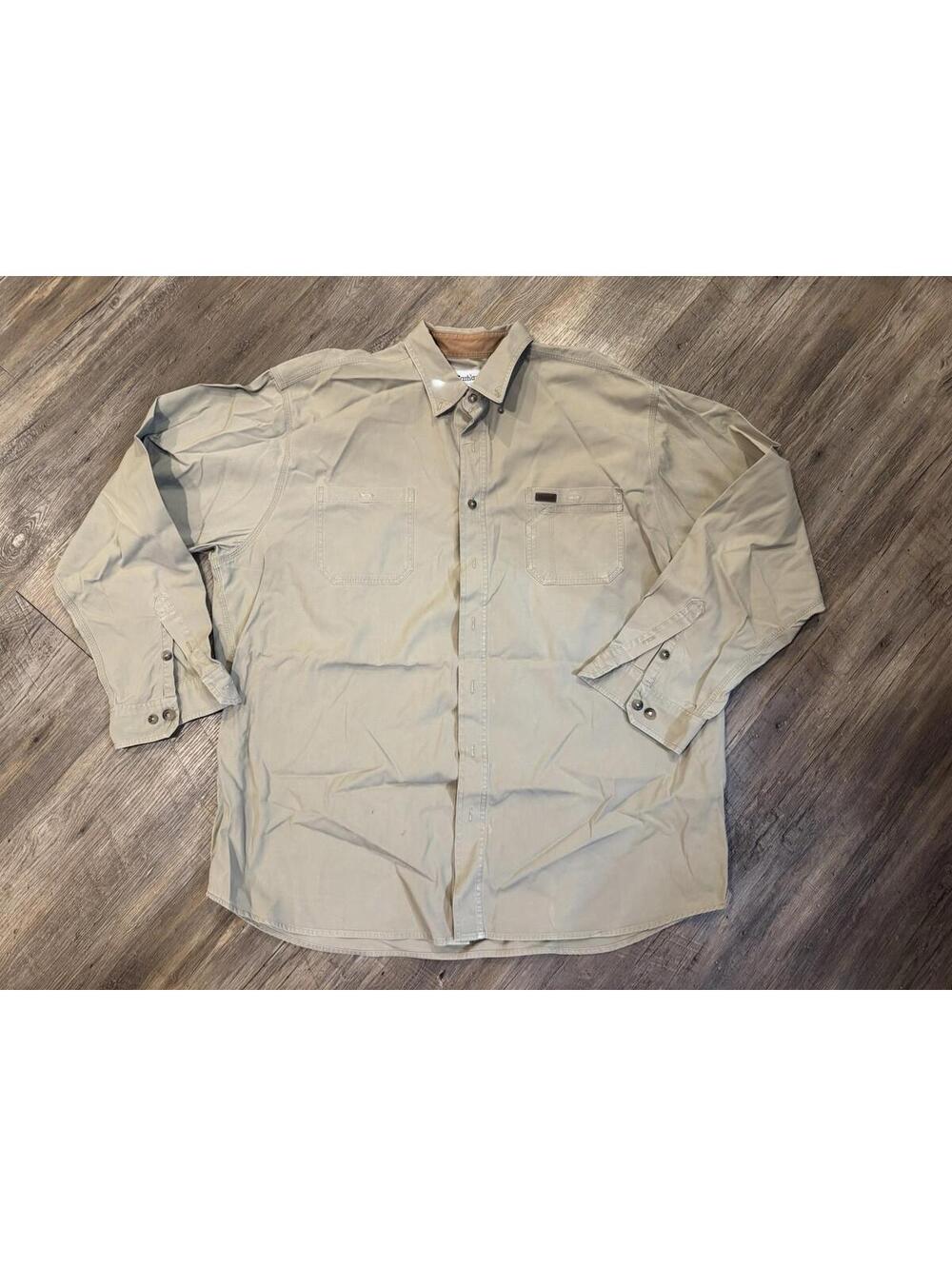 NWOT Carhartt Men’s Tan Long Sleeve Button Down  Sz 2XL Tall Work